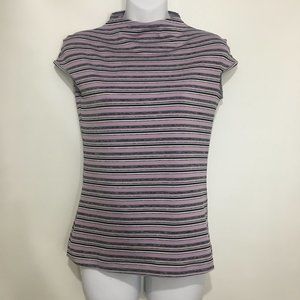 Linda Bertozzi XS Pink Black Striped Shell Top